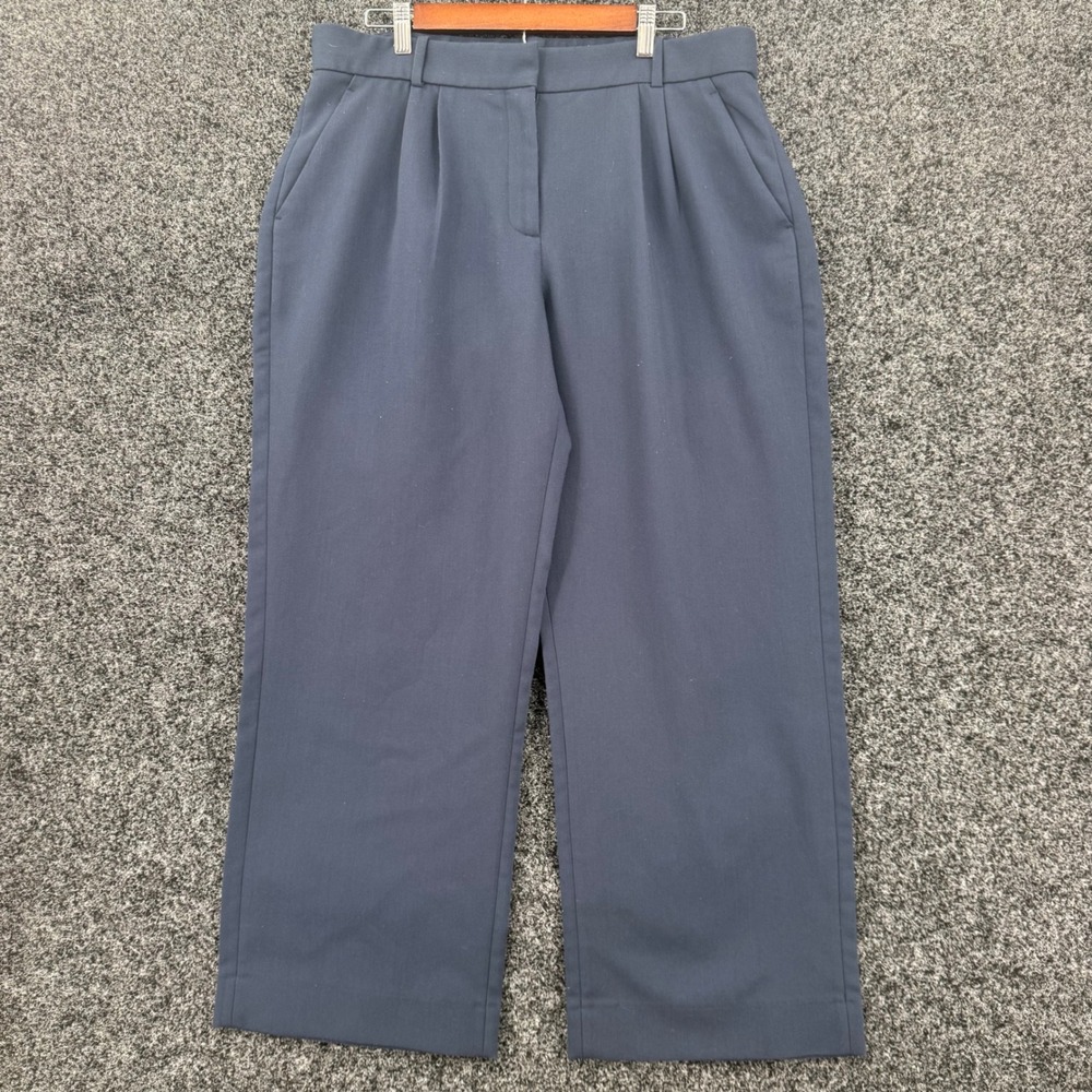 Abercrombie & Fitch Curve Love Pleated Ankle Pants Navy Blue Size 14R 32 x 24
